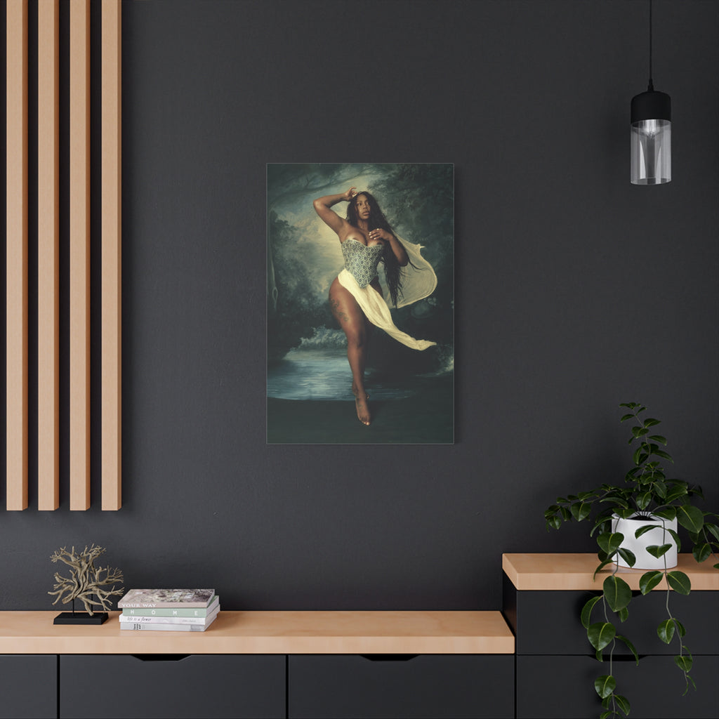 Goddess by the Sea Matte Stretched Canvas – Dramatic Coastal Figure Art 2