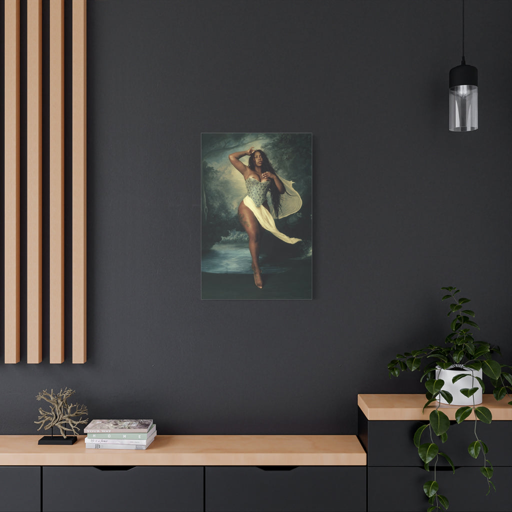 Goddess by the Sea Matte Stretched Canvas – Dramatic Coastal Figure Art 2