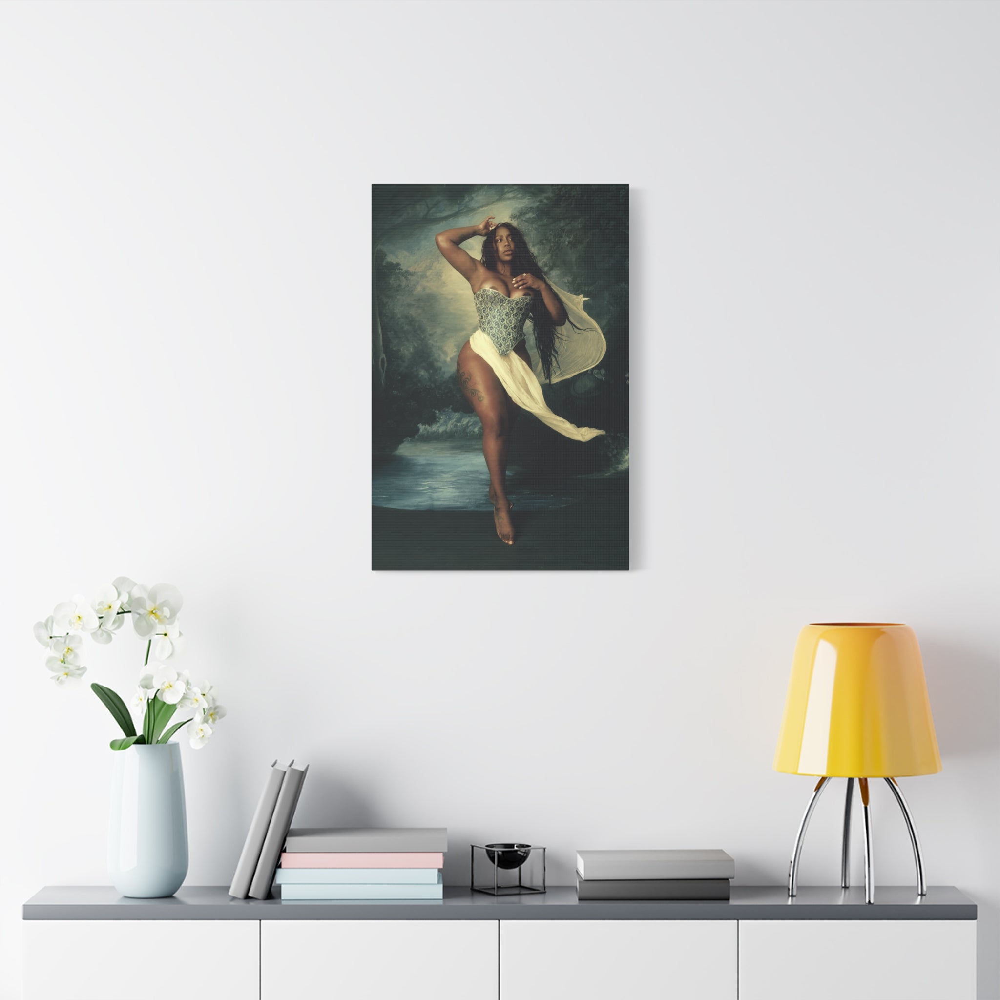 Goddess by the Sea Matte Stretched Canvas – Dramatic Coastal Figure Art 2