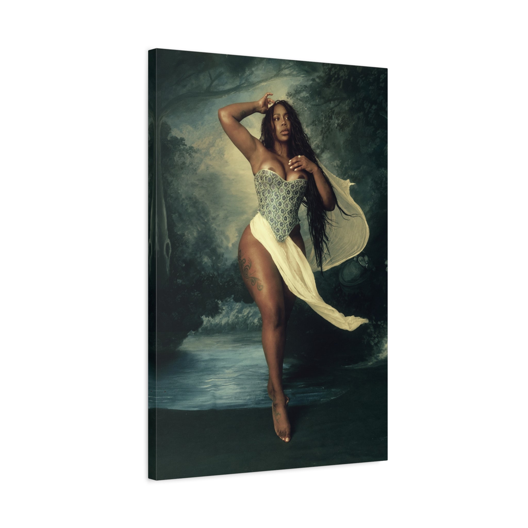 Goddess by the Sea Matte Stretched Canvas – Dramatic Coastal Figure Art 2