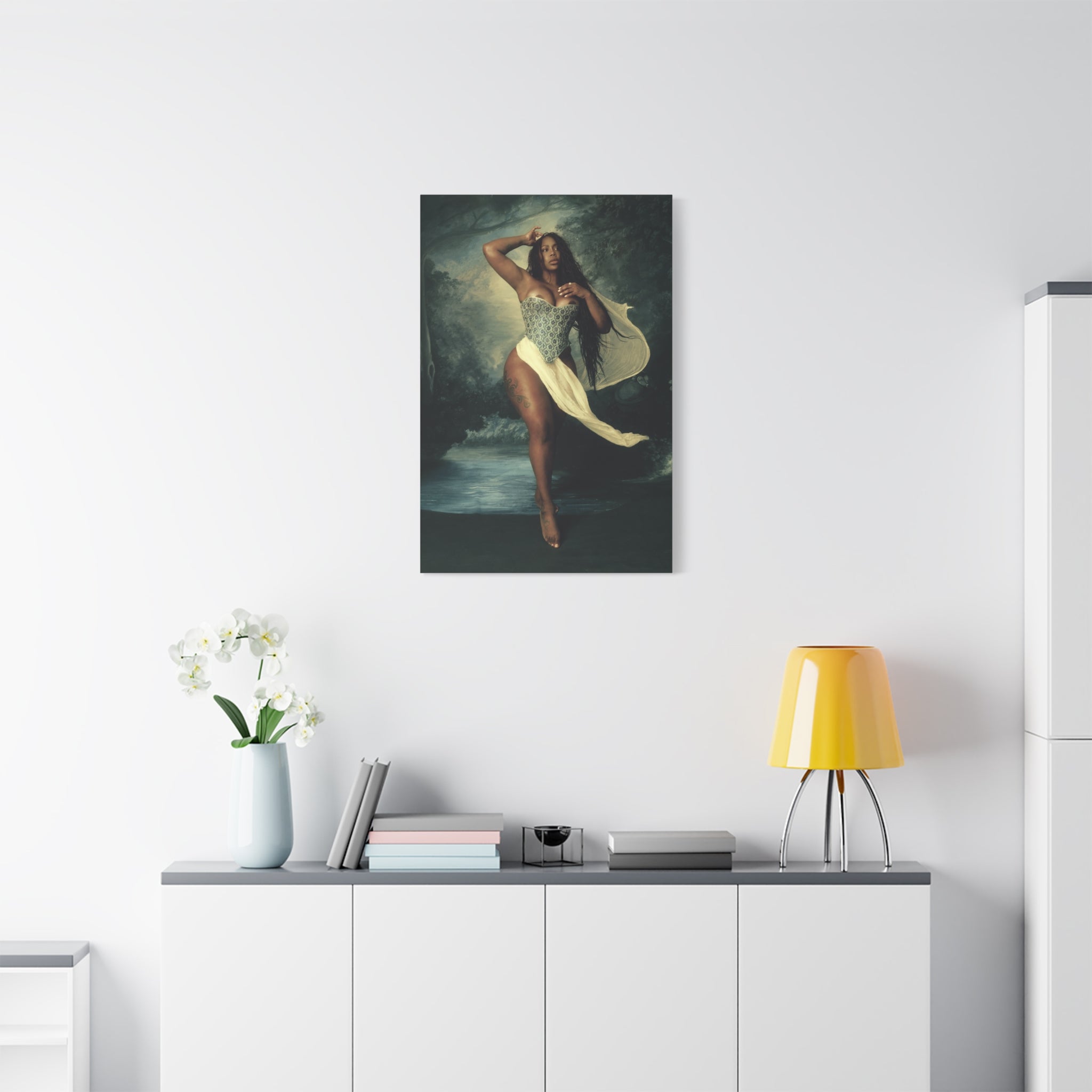 Goddess by the Sea Matte Stretched Canvas – Dramatic Coastal Figure Art 2