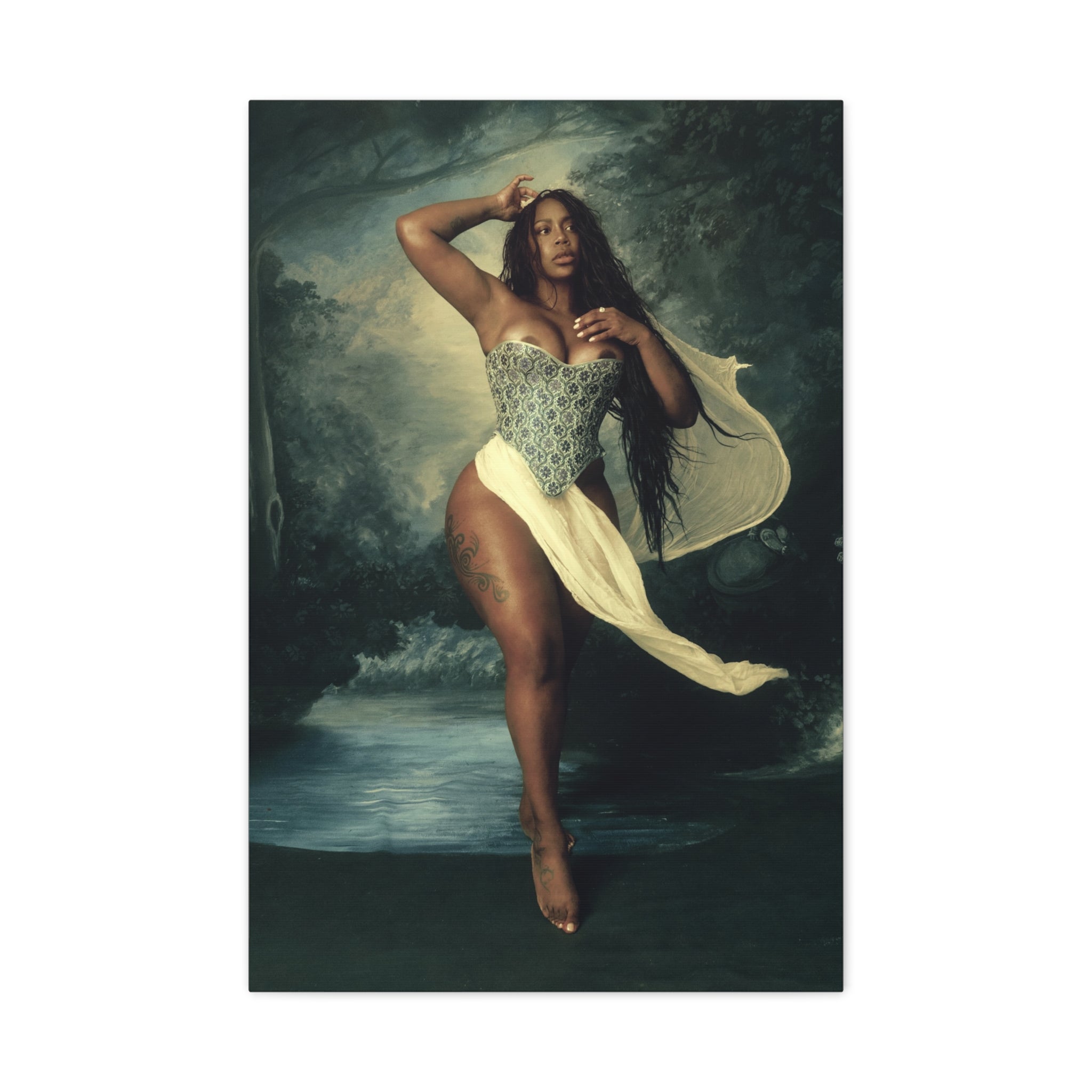 Goddess by the Sea Matte Stretched Canvas – Dramatic Coastal Figure Art 2