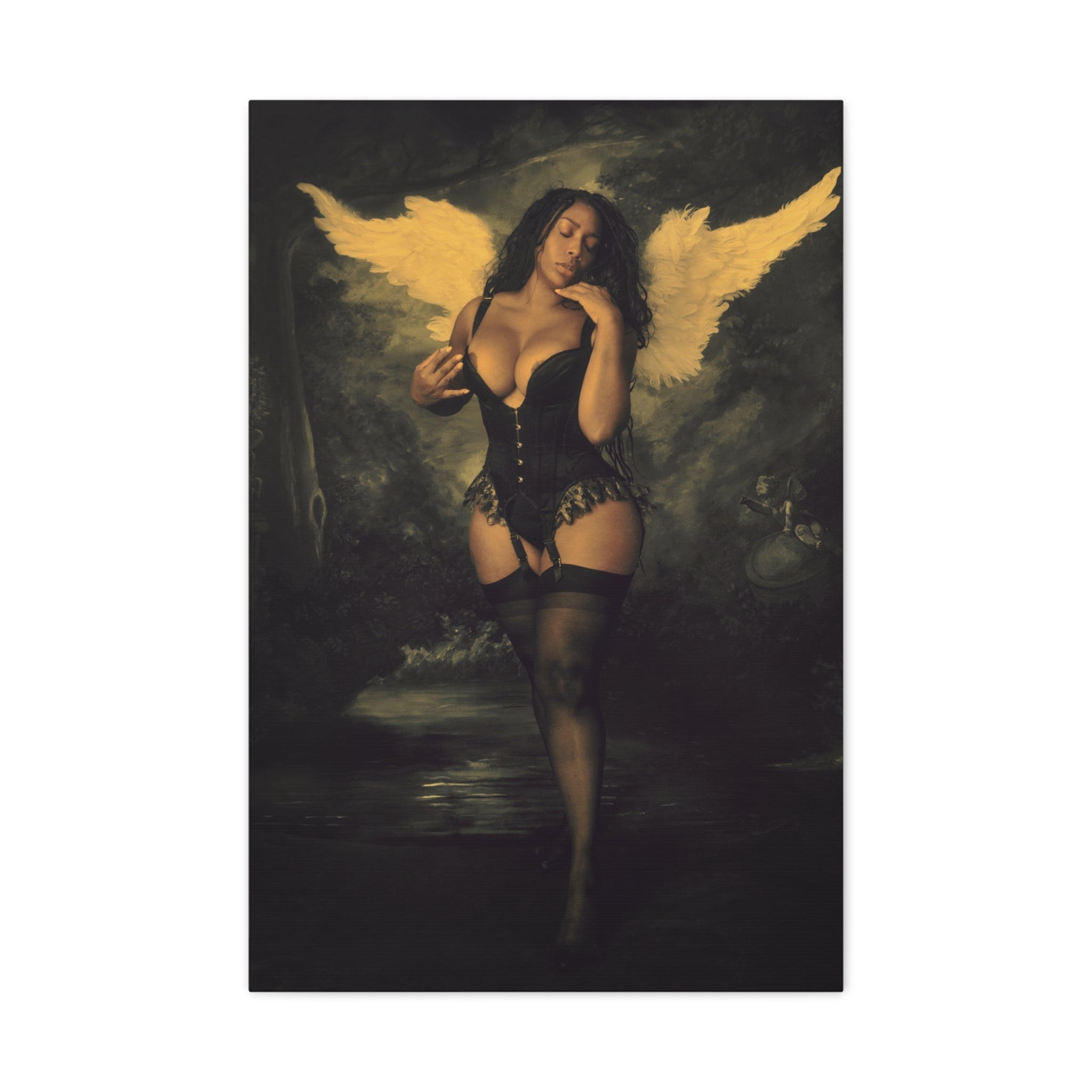 Reflecting Angel Matte Stretched Canvas